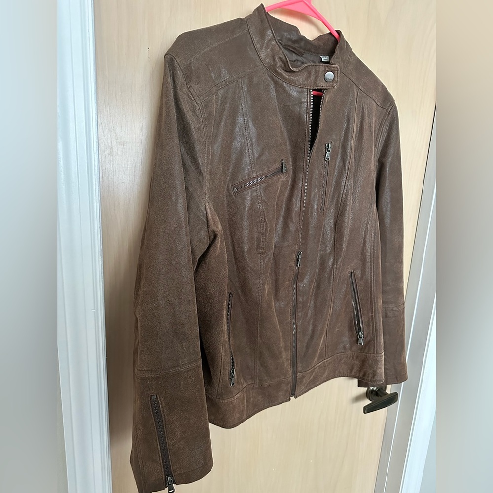 Levi’s Brown Suede Leather Moto Jacket Women Size XXL - Picture 4 of 10